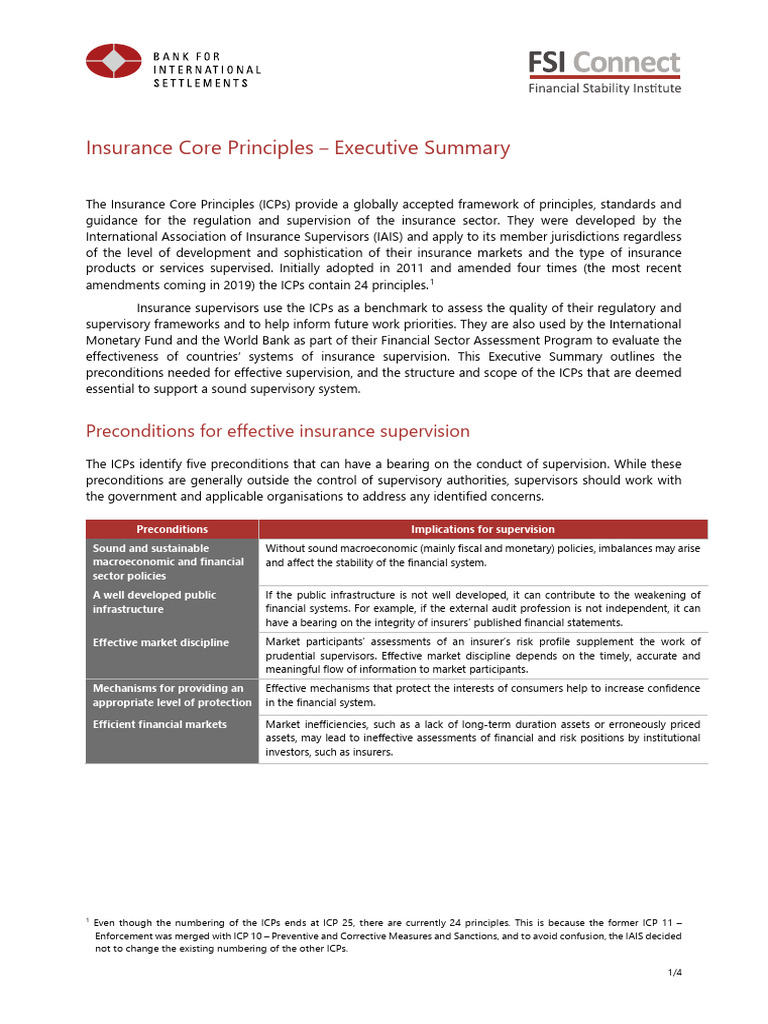 Insurance Core Principles Overview | PDF | Insurance | Reinsurance