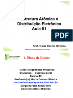 Aula 01 Introdução e Modelos Atômicos e Distribuição Eletrônica (03 - 11 - 22)