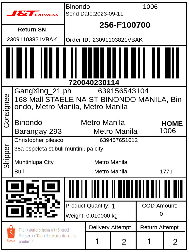 Return Attempt Details for Shipment | PDF