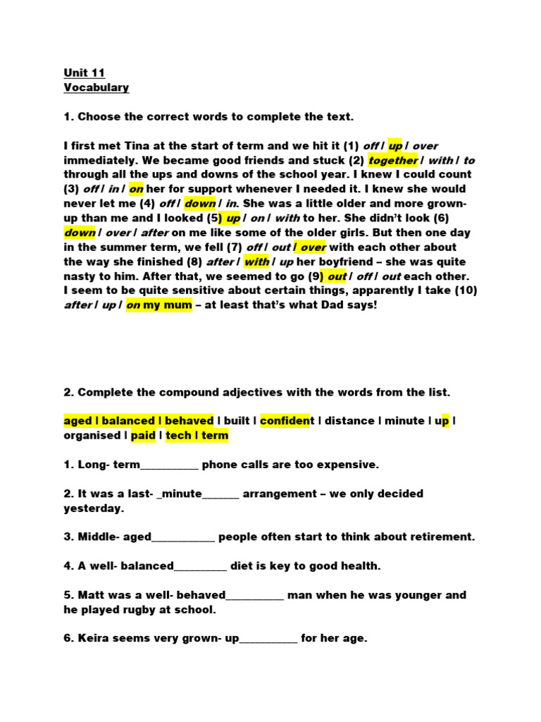 Full PRE-UT-U11S Unit 11 Standard Test Without Answers A | PDF ...