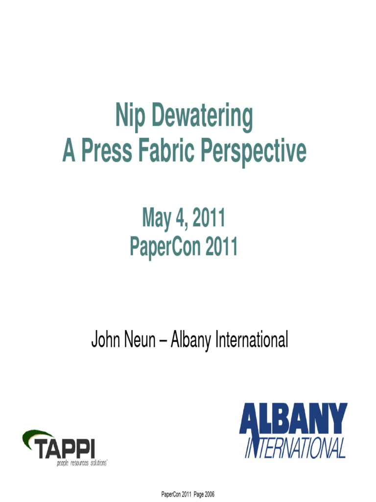 Nip dewatering a press fabric perspective a press fabric perspective
