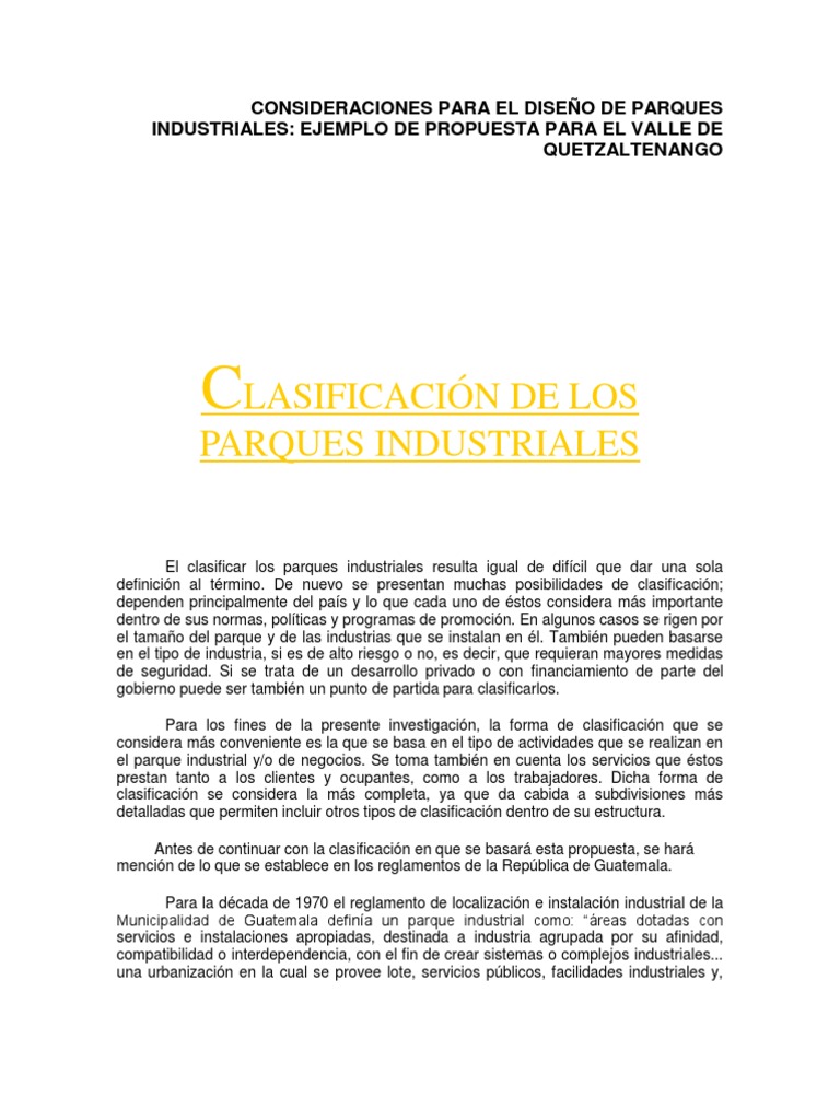 Diseño de Parques Industriales en Guatemala | PDF | Desarrollo ...