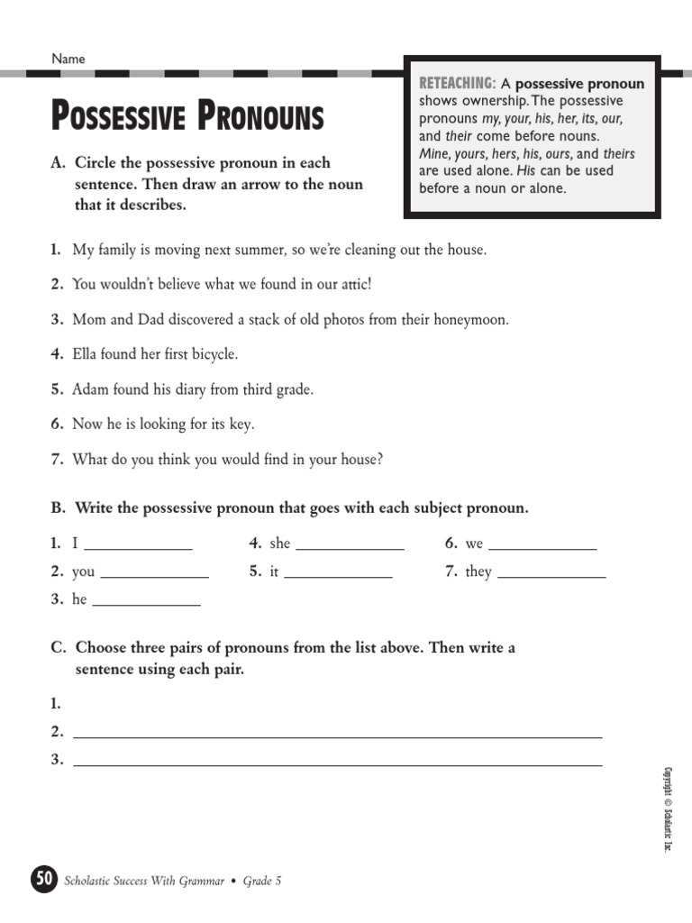 Possessive Pronouns5 - 1 | PDF