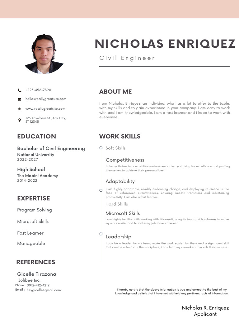 Minimalist Modern Professional Cv Resume