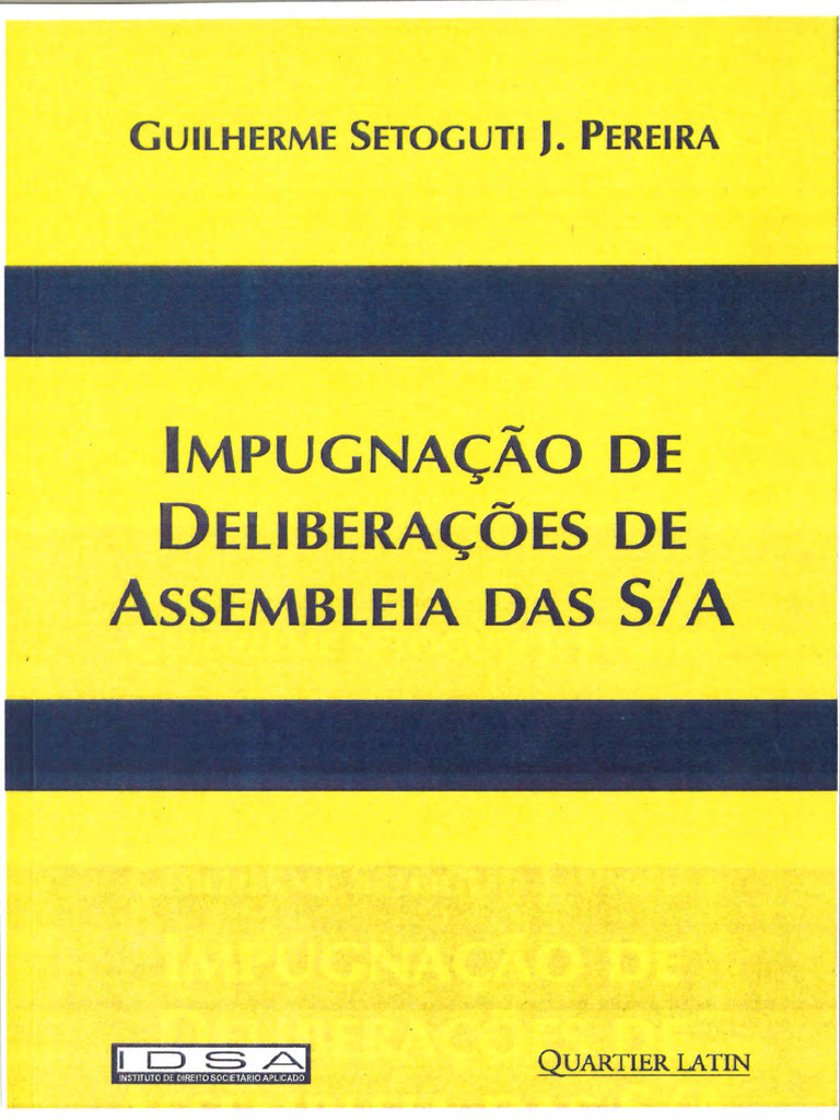 SETOGUTI Guilherme - Impugnacao de Deliberacoes de Assembleia Excerto | PDF