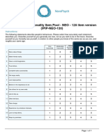 Personality Assessment IPIP NEO Blank Form Big 5