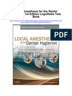 Local Anesthesia For The Dental Hygienist 1st Edition Logothetis Test Bank