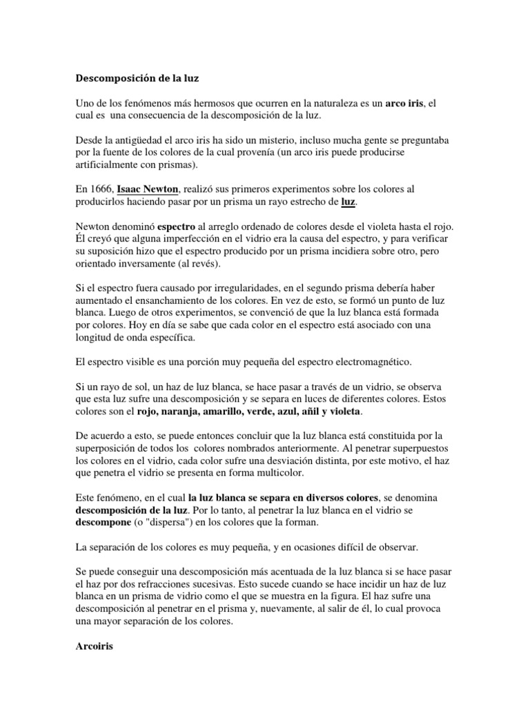 Descomposición de La Luz | PDF | Arco iris | Color