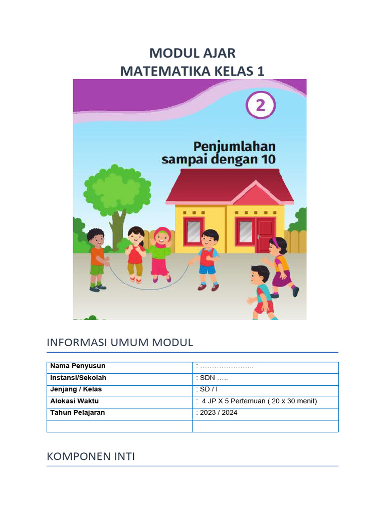 Modul Ajar Matematika Kelas 1 SD | PDF | Metode & Bahan Ajar
