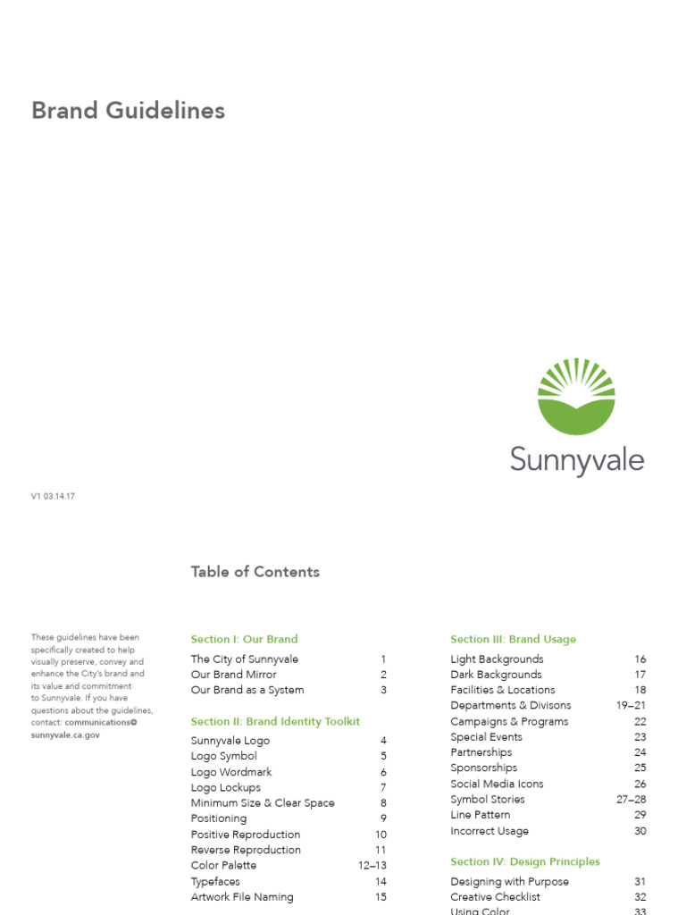 Sunnyvale Brand Guidelines Overview | PDF | Logos | Rgb Color Model