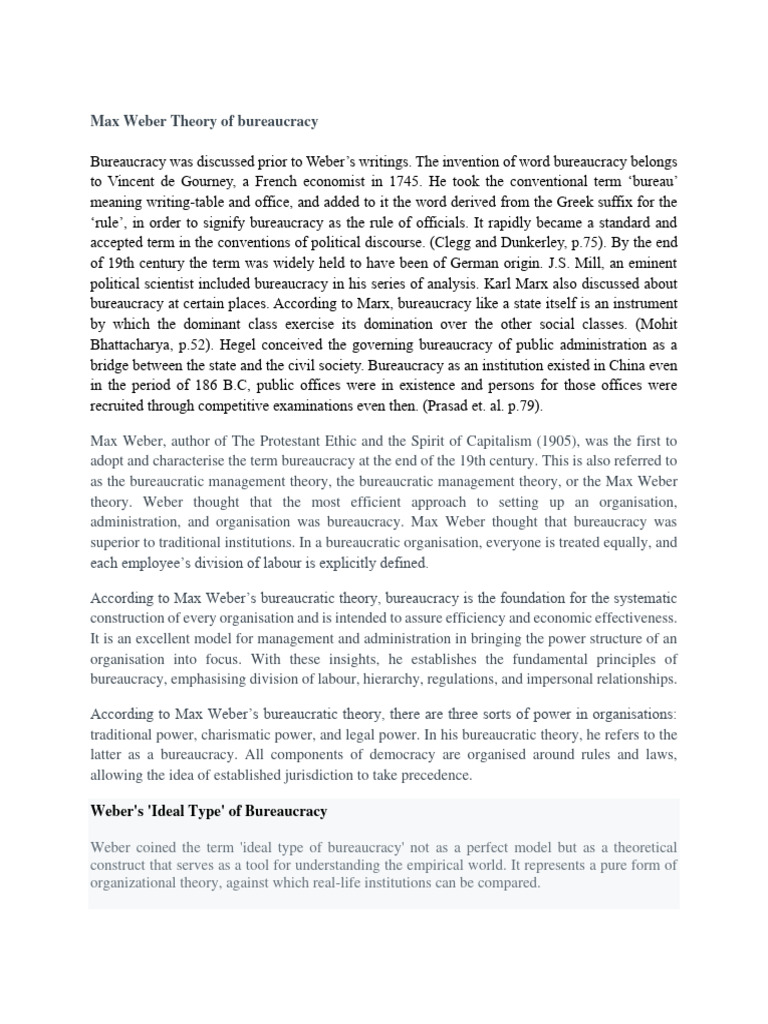 Max Weber's Bureaucracy Theory Explained | PDF | Bureaucracy | Max Weber