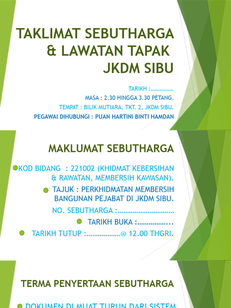 Taklimat Lawatan Tapak Sebutharga Membersih Bangunan Pejabat Pdf