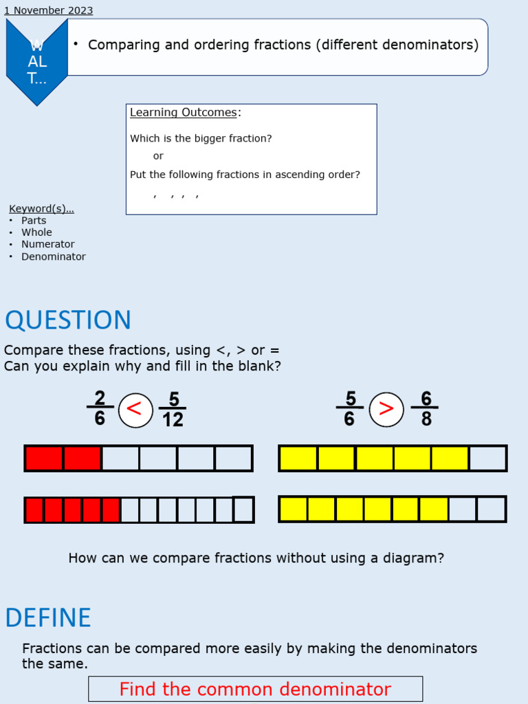 Comparing And Ordering Fractions Worksheet Compare And Order Fractions