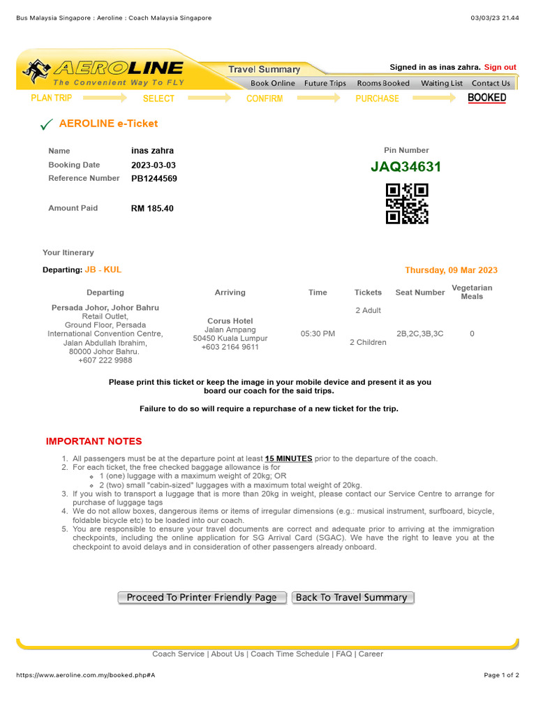 Bus Malaysia Singapore: Aeroline: Coach Malaysia Singapore | PDF ...