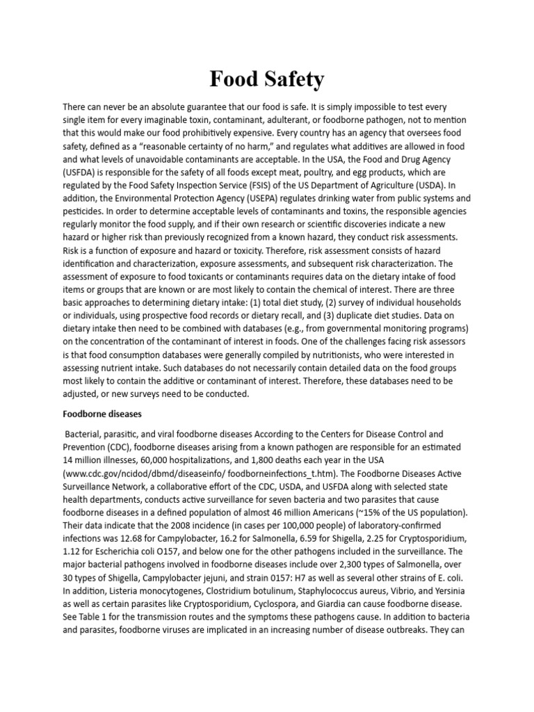 Food Safety Pdf Foodborne Illness Ddt