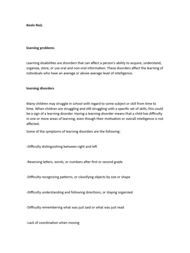 Understanding Learning Disorders in Children | PDF | Learning ...