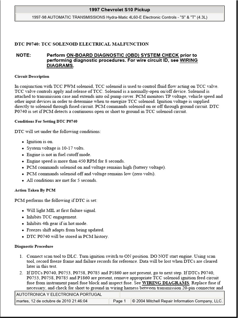 DTC P0740: TCC Solenoid Malfunction | PDF | Electrical Connector ...
