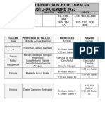 Horario Talleres Deportivos y Culturales AGOSTO 2023