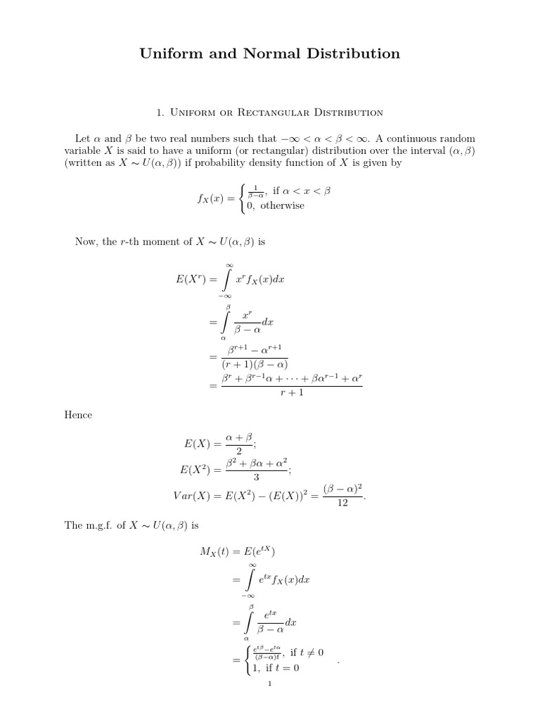 Uniform and Normal Distribution | PDF | Normal Distribution ...