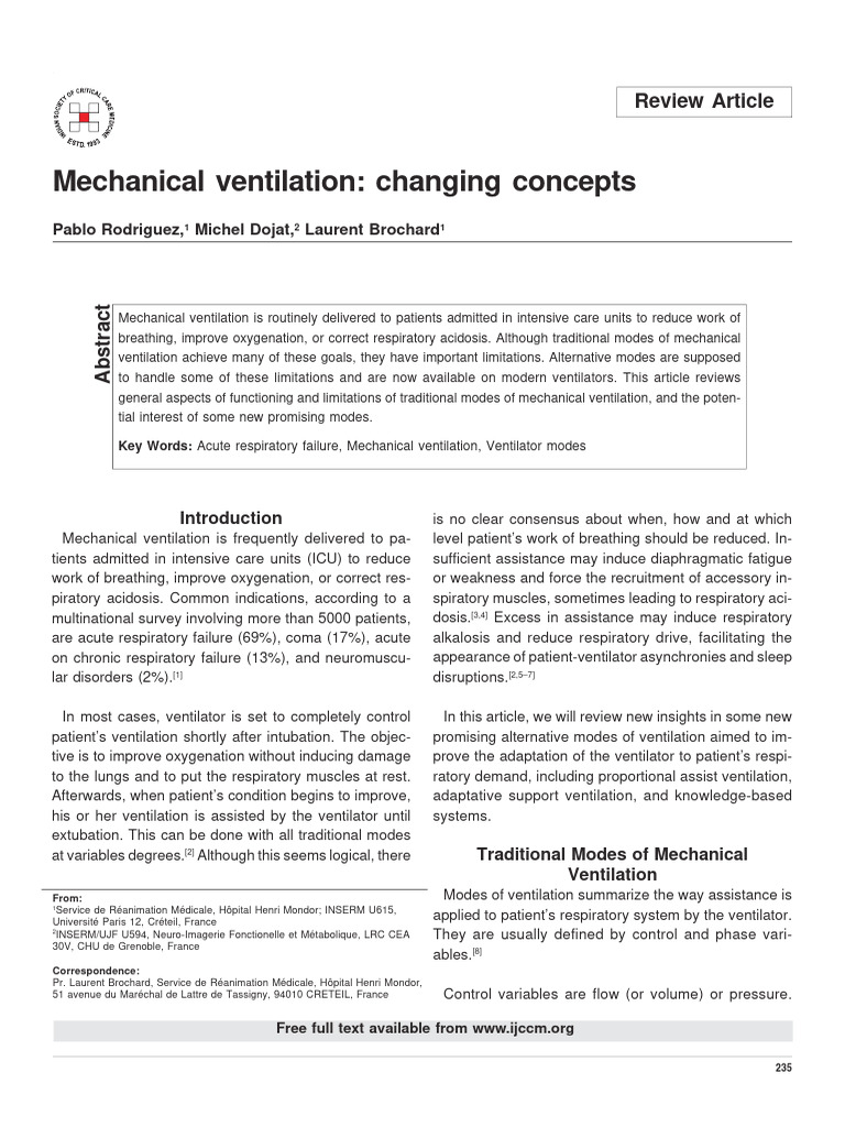 New Modes of Mechanical Ventilation | PDF | Breathing | Respiration