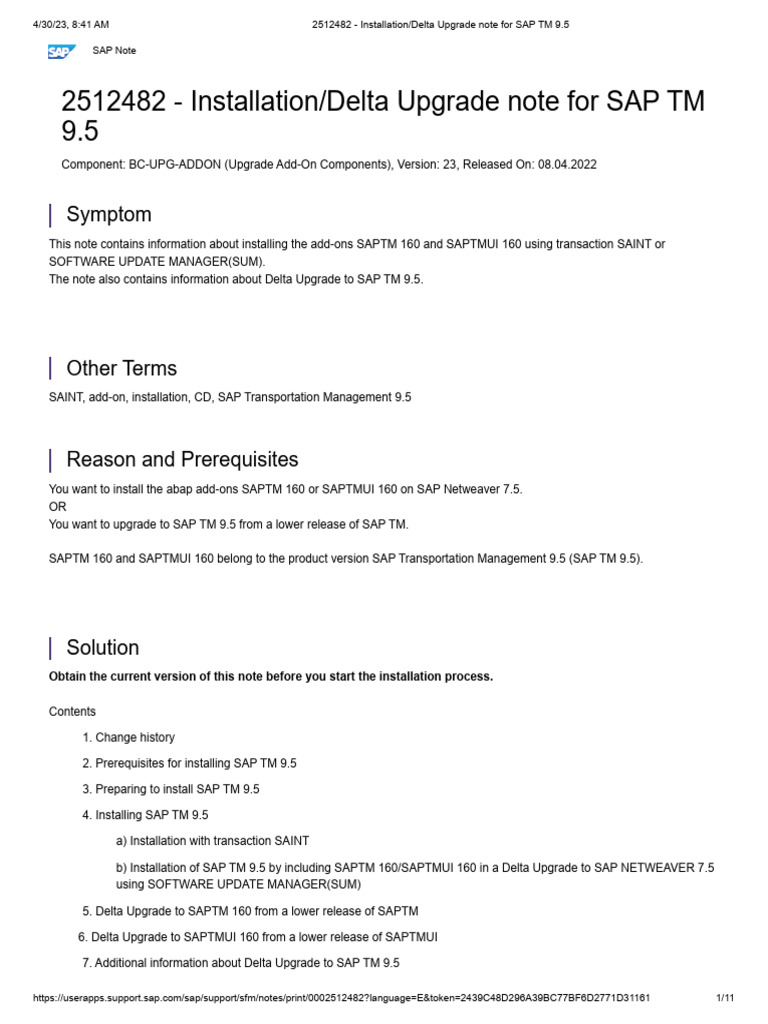 SAP TM 9.5 Installation Guide | PDF | System Software | Computer ...