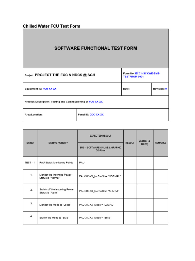 FCU Testing and Commissioning Form | PDF | Sensor | Feedback