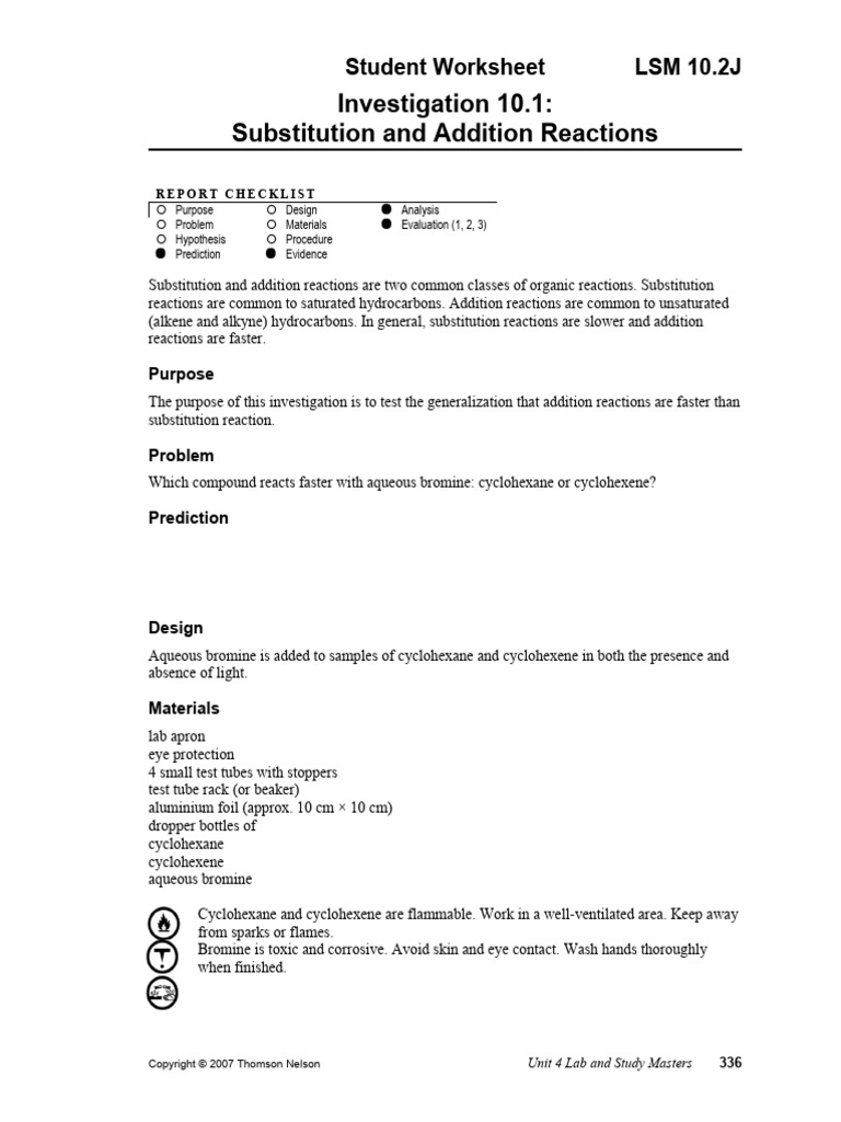 1.02J Substitution and Addition Reactions | PDF | Chemical Reactions ...