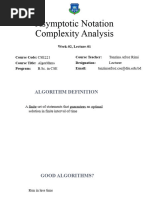 W-2 - L-1 - Asymptotic Notation Complexity Analysis