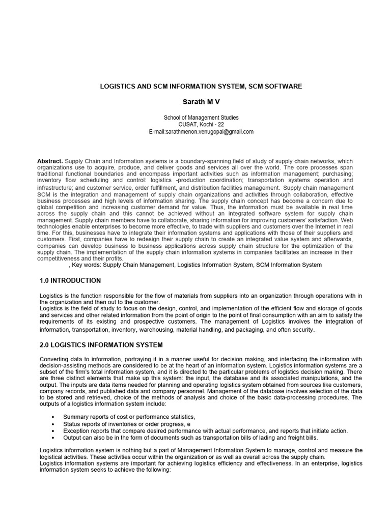 Logistics and SCM Information Systems | PDF | Supply Chain Management ...