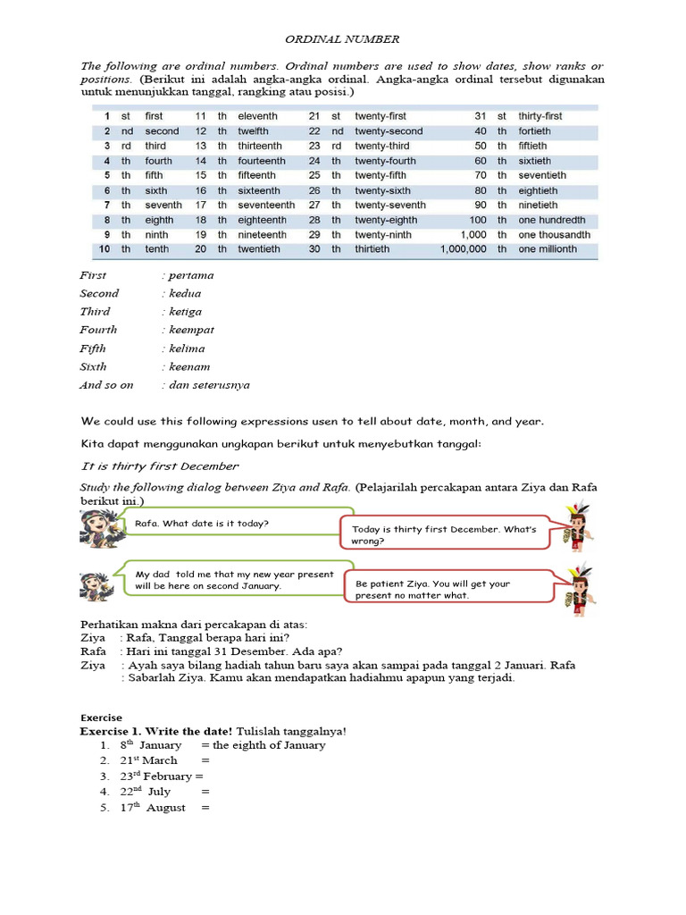 Contoh dan Latihan Angka Ordinal | PDF