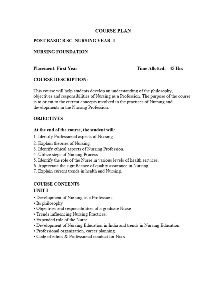 Course plan post basic pdf metabolism childbirth