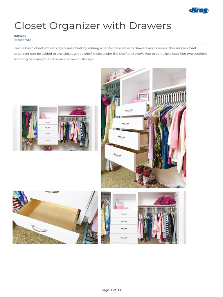 Closet Organizer With Drawers PDF Cabinetry Decorative Arts