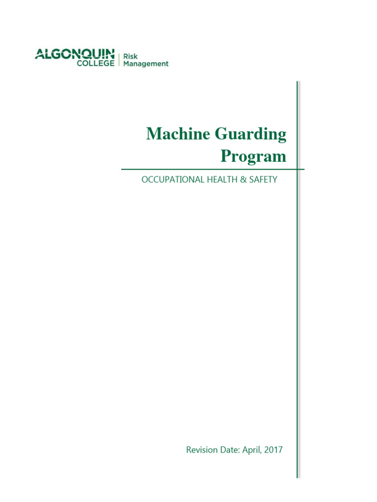 Machine Guarding Program Rev 2 PDF Machines Switch