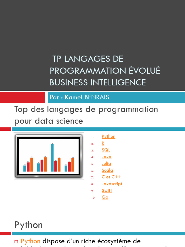 Langages de Programmation en BI | PDF | Python (Langage de ...