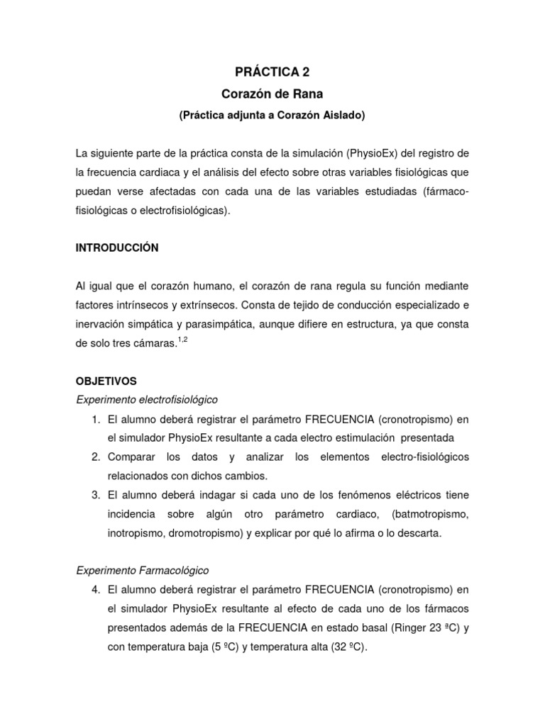 Electrocardiograma del Corazón de Rana | PDF | Corazón | Sistema ...