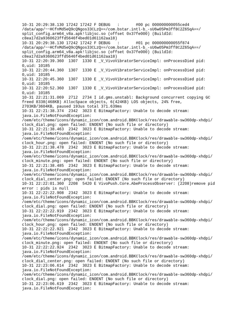 Android Debug Log Errors Analysis | PDF | Directory (Computing ...