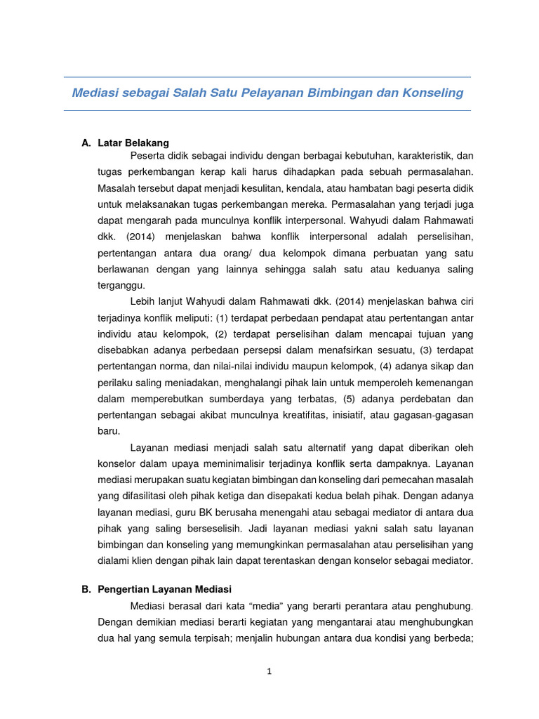 Layanan Mediasi | PDF | Karier & Perkembangan | Ilmu Sosial