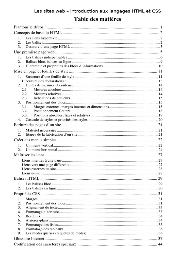 Initiation aux langages HTML et CSS | PDF | Html | Langage de balisage