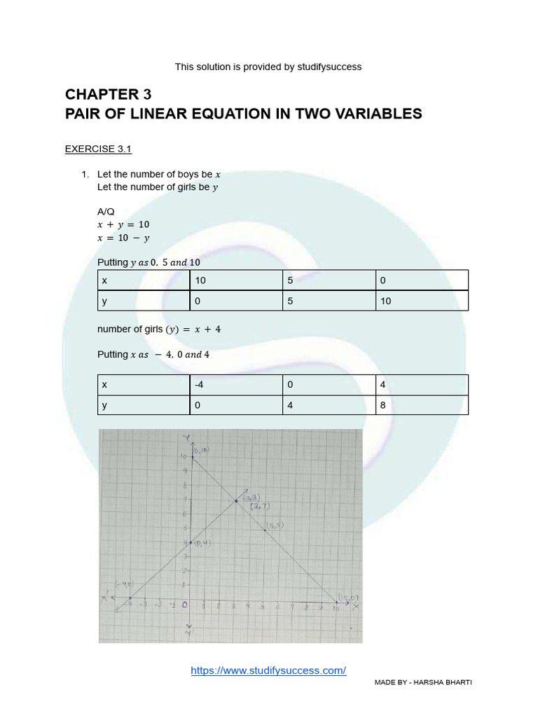 Class 10 Maths Ch-3 NCERT Solu | PDF | Equations | Elementary Mathematics