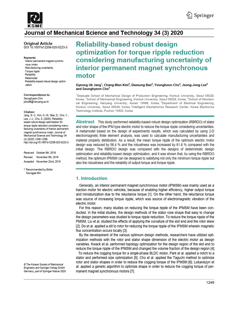 Robust Paper Pdf Electric Motor Mathematical Optimization