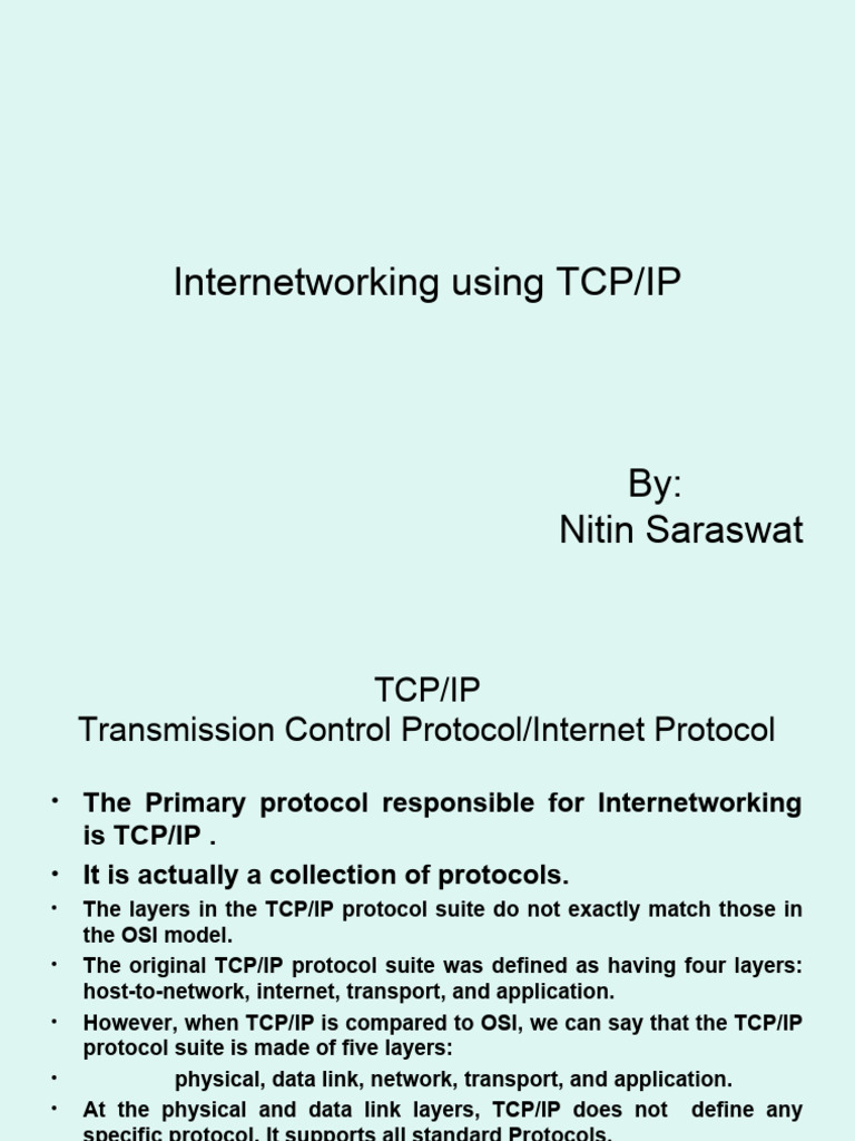 Internetworking Using TCP/IP: By: Nitin Saraswat | PDF | Internet ...