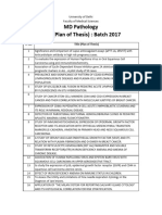 MD Pathology - Plan of Thesis (Year 2017)