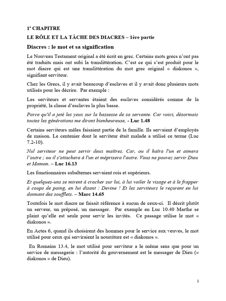 Rôle et Tâches des Diacres dans l'Église | PDF | Diacre (christianisme ...
