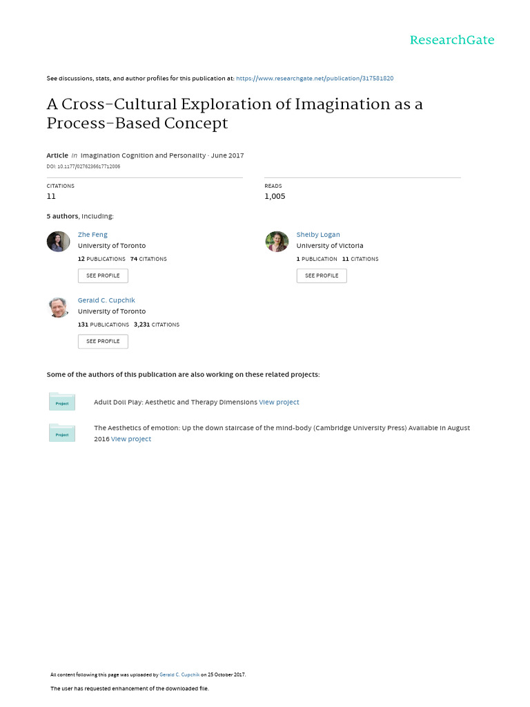 Feng 2017 A Cross-Cultural Exploration of Imagination As A Process ...