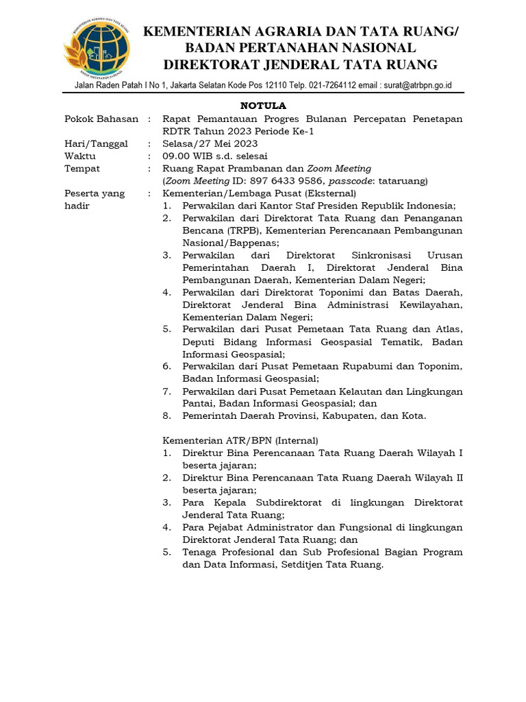 Terobosan Persub RDTR 2023 | PDF