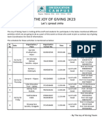 Schedule of The Joy of Giving 2023