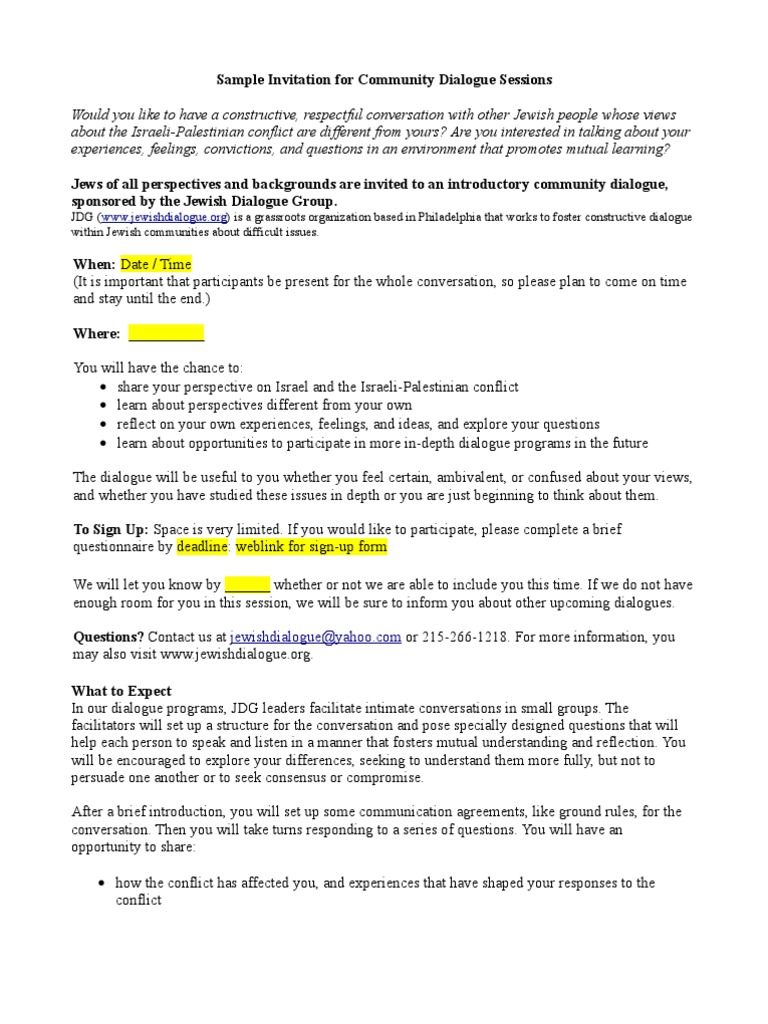 Sample Invitation For Introductory Dialogues PDF Conversation