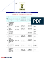 UPSC exam calendar 2012 with important dates