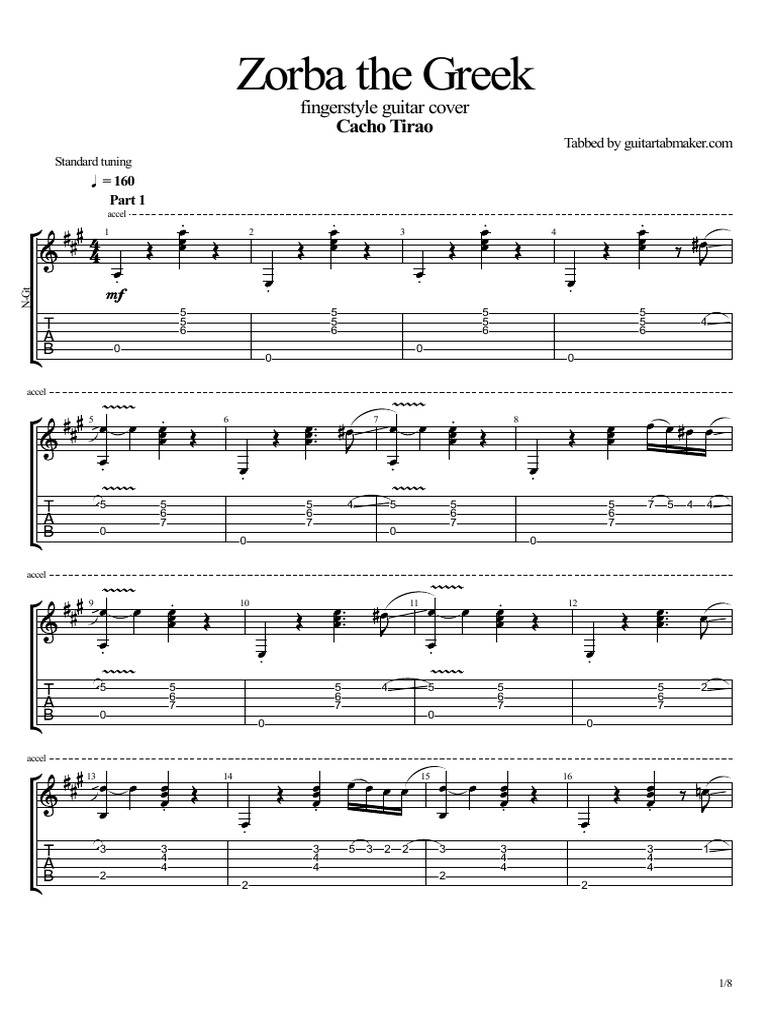 Zorba The Greek (Fingerstyle) PDF Celtic Music Guitar Family