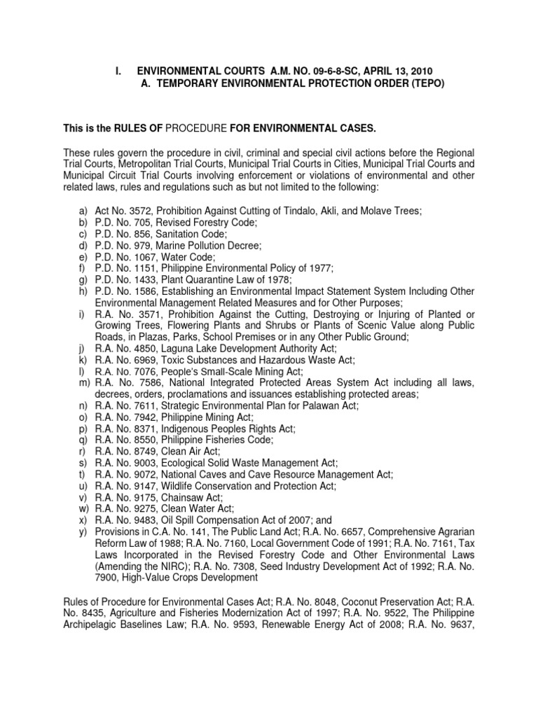 Rules for Environmental Court Procedures | PDF | Injunction | Justice